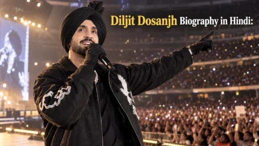 Diljit Dosanjh performing live on stage in a turban during a music concert